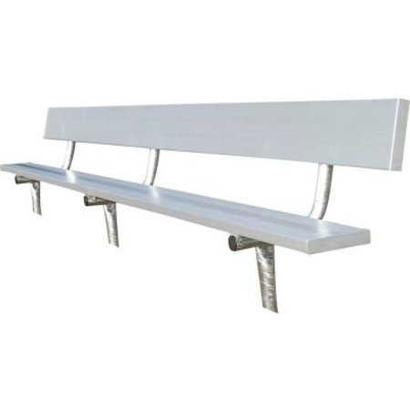 GT GRANDSTANDS BY ULTRAPLAY 12' Aluminum Team Bench with Back and Galvanized Steel Frame, In Ground Mount BE-PB01200